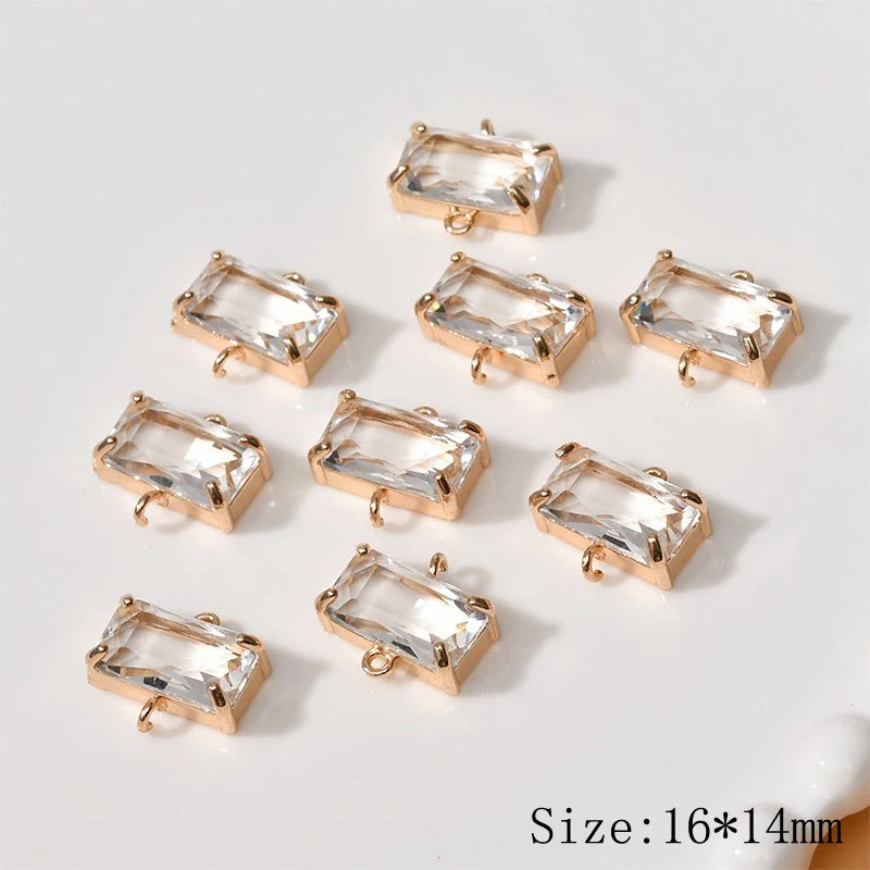 4PCS Women's Rhinestone Pendant Charms 14k Plated DIY Jewelry Making