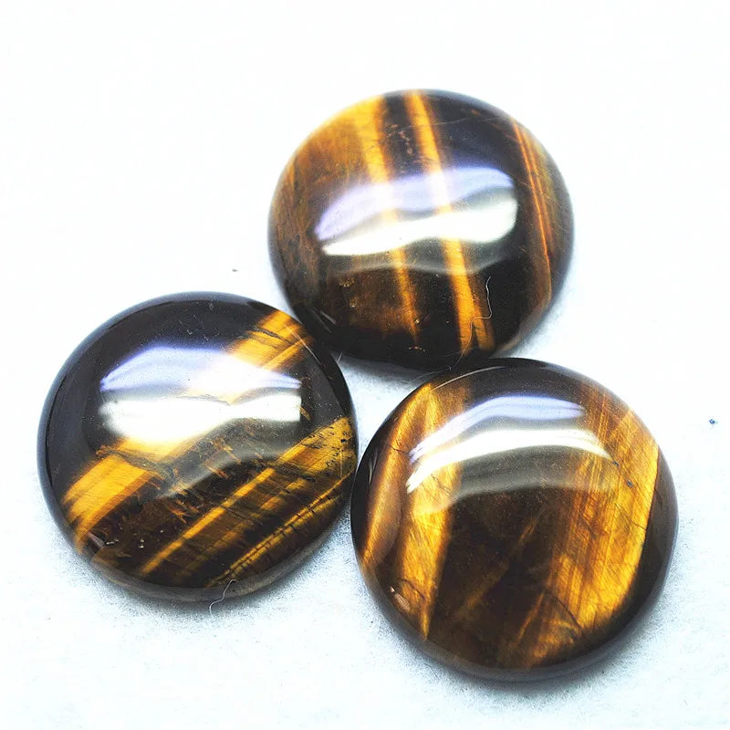 4PCS Yellow Tiger Eye Stone Cabochons Round Shape 30MM for Jewelry DIY