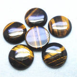 4PCS Yellow Tiger Eye Stone Cabochons Round Shape 30MM for Jewelry DIY