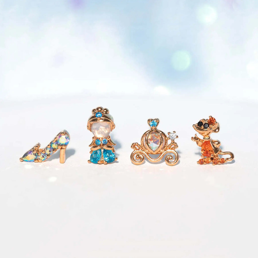 4PCS Copper Zircon Princess Crystal Shoe Stud Earrings Women Gift