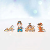 4PCS Copper Zircon Princess Crystal Shoe Stud Earrings Women Gift