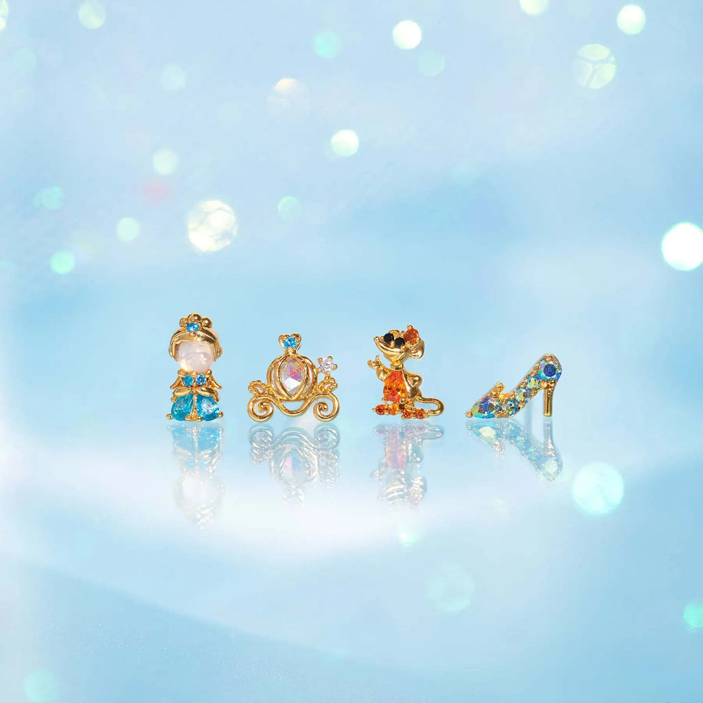 4PCS Copper Zircon Princess Crystal Shoe Stud Earrings Women Gift
