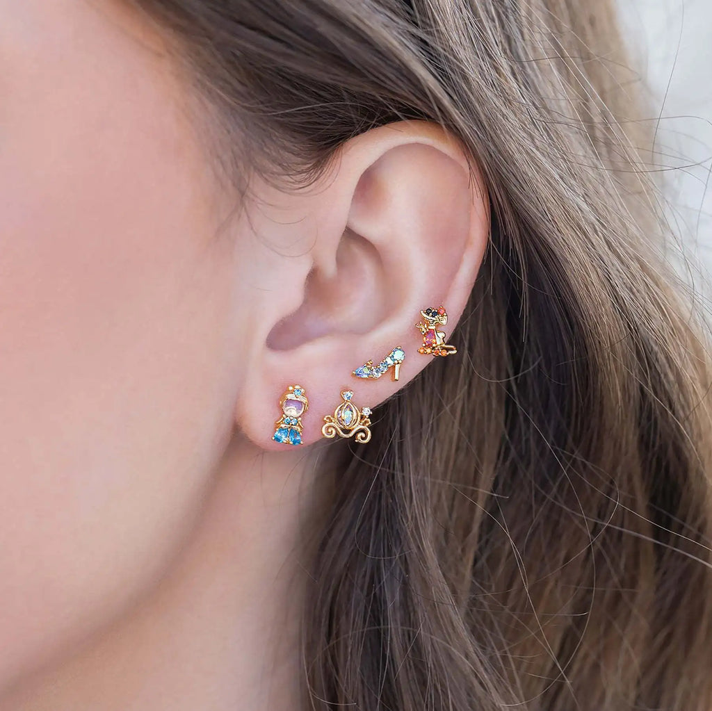 4PCS Copper Zircon Princess Crystal Shoe Stud Earrings Women Gift