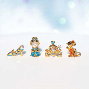 4PCS Copper Zircon Princess Crystal Shoe Stud Earrings Women Gift