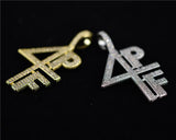 4PF Pendant CZ Bling Iced Out Chain Necklace Hip Hop Jewelry