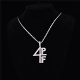 4PF Pendant CZ Bling Iced Out Chain Necklace Hip Hop Jewelry