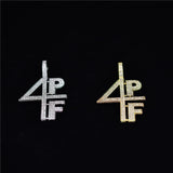 4PF Pendant CZ Bling Iced Out Chain Necklace Hip Hop Jewelry