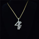 4PF Pendant CZ Bling Iced Out Chain Necklace Hip Hop Jewelry