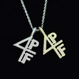 4PF Pendant CZ Bling Iced Out Chain Necklace Hip Hop Jewelry