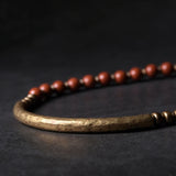 Retro Vintage Red Stone Copper African Green Beaded Couple Bracelets