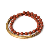 Retro Vintage Red Stone Copper African Green Beaded Couple Bracelets