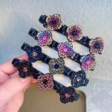 4Pack Crystal Stone Braided Hair Clips Flower Hair for Women Girls