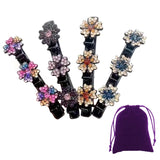 4Pack Crystal Stone Braided Hair Clips Flower Hair for Women Girls