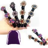 4Pack Crystal Stone Braided Hair Clips Flower Hair for Women Girls