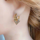 CZ Crystal Heart Earrings, Silver Plated Hoop Piercing Jewelry