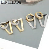 4Pairs Silver CZ Crystal Triangle Earrings Party Jewelry