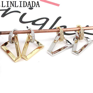 4Pairs Silver CZ Crystal Triangle Earrings Party Jewelry