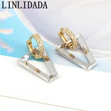 4Pairs Silver CZ Crystal Triangle Earrings Party Jewelry