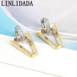 4Pairs Silver CZ Crystal Triangle Earrings Party Jewelry