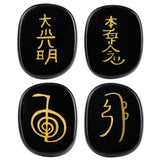 Healing Reiki Crystal Engraved Symbols Palm Stone Set