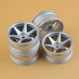 4Pcs 1/10 RC Car 52mm Metal Wheel Rim for Sakura, Silver A