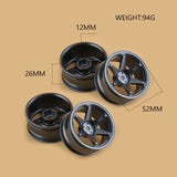 4Pcs 1/10 RC Car 52mm Metal Wheel Rim for Sakura, Silver A
