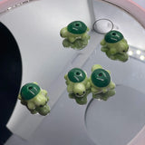 4Pcs Green Back Turtle Ceramic Beads DIY Loose Porcelain Beads