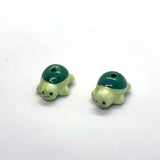 4Pcs Green Back Turtle Ceramic Beads DIY Loose Porcelain Beads