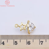 4pcs 17*11mm 24K Champagne Brass Zirconia Tree Charms Pendant Jewelry