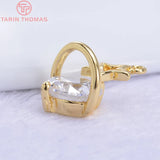 4pcs 17*11mm 24K Champagne Brass Zirconia Tree Charms Pendant Jewelry
