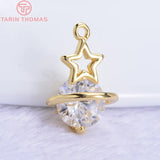 4pcs 17*11mm 24K Champagne Brass Zirconia Tree Charms Pendant Jewelry