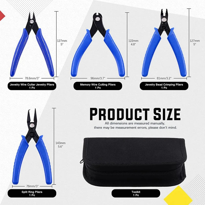4Pcs Jewelry Making Pliers Set, Crafting Tool Kit with Crimping and Cutters