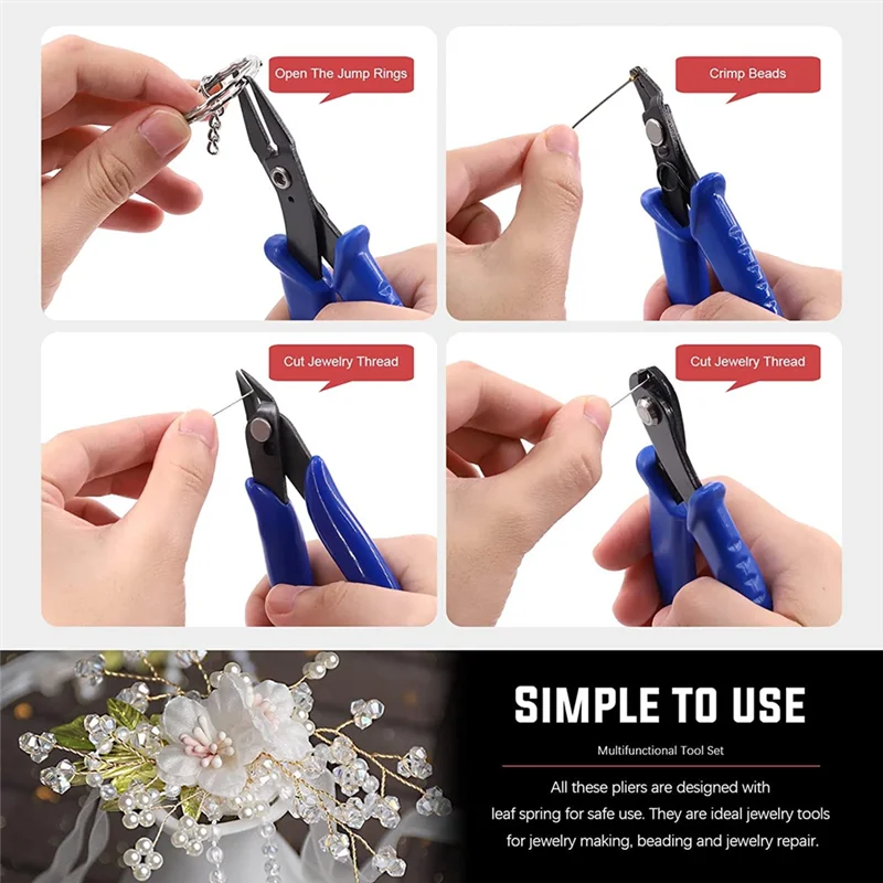 4Pcs Jewelry Making Pliers Kit with Crimping and Wire Cutters