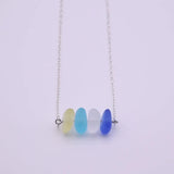 4Pcs Sea Glass Necklace Silver Pendant Women Christmas Gift Beach Jewelry