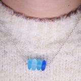 4Pcs Sea Glass Necklace Silver Pendant Women Christmas Gift Beach Jewelry