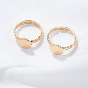 4Pcs Adjustable 14K Plated Copper Flat Circle Pad Bezel Ring Base 8MM Setting