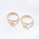 4Pcs Adjustable 14K Plated Copper Flat Circle Pad Bezel Ring Base 8MM Setting