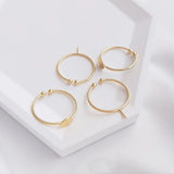 4Pcs Adjustable 14K Flat Circle Bezel Ring Base 8mm Blanks Pin DIY Rings Jewelry