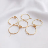 4Pcs Adjustable 14K Flat Circle Bezel Ring Base 8mm Blanks Pin DIY Rings Jewelry
