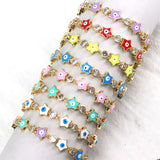 Adjustable Rainbow Evil Eye Star Chain Bracelets Set of 4