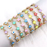 Adjustable Rainbow Evil Eye Star Chain Bracelets Set of 4