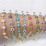 Adjustable Rainbow Evil Eye Star Chain Bracelets Set of 4
