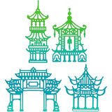 4Pcs Antique Temple Metal Cutting Dies for DIY Scrapbooking