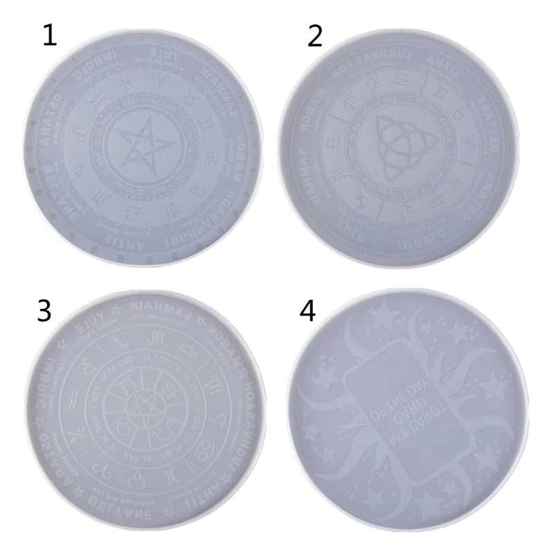 4Pcs Astrology Board Resin Mold Sun Moon Star Tarot Card Tray Witchcraft