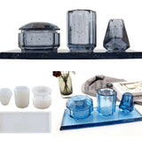 4Pcs Resin Silicone Mould - Bath Storage Box, Toothbrush Holder, Pen Holder Vase