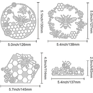 4Pcs Bees Wreath Metal Cutting Dies for DIY Scrapbooking Card Making