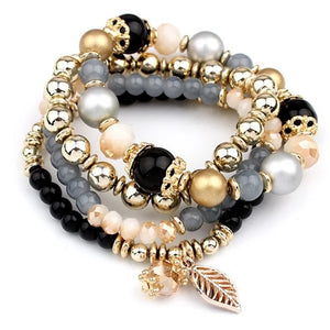 4Pcs Bohemia Tassels Charm Beaded Bracelet Set for Women