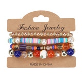 4Pcs Bohemian Glass Beads Bracelet Set For Women Stackable Bangle Female