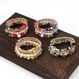 4Pcs Bohemian Glass Beads Bracelet Set For Women Stackable Bangle Female