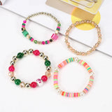 4Pcs Bohemian Glass Beads Bracelet Set For Women Stackable Bangle Female